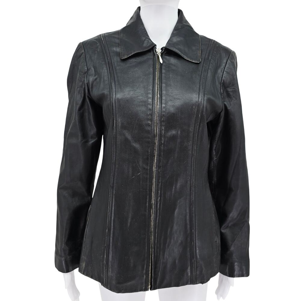 Vintage Women's Jacqueline Ferrar Lambskin Leather Jacket Black S